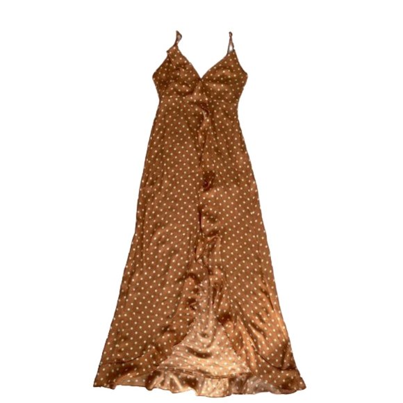 Polka Dot Ruffle Spaghetti Strap Maxi Dress - Picture 9 of 12